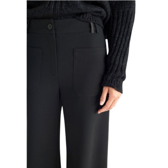 $245 NWT Cotélac Women’s Black Wide Leg Cropped Pants Size 3 US Large Minimalist - Picture 3 of 15